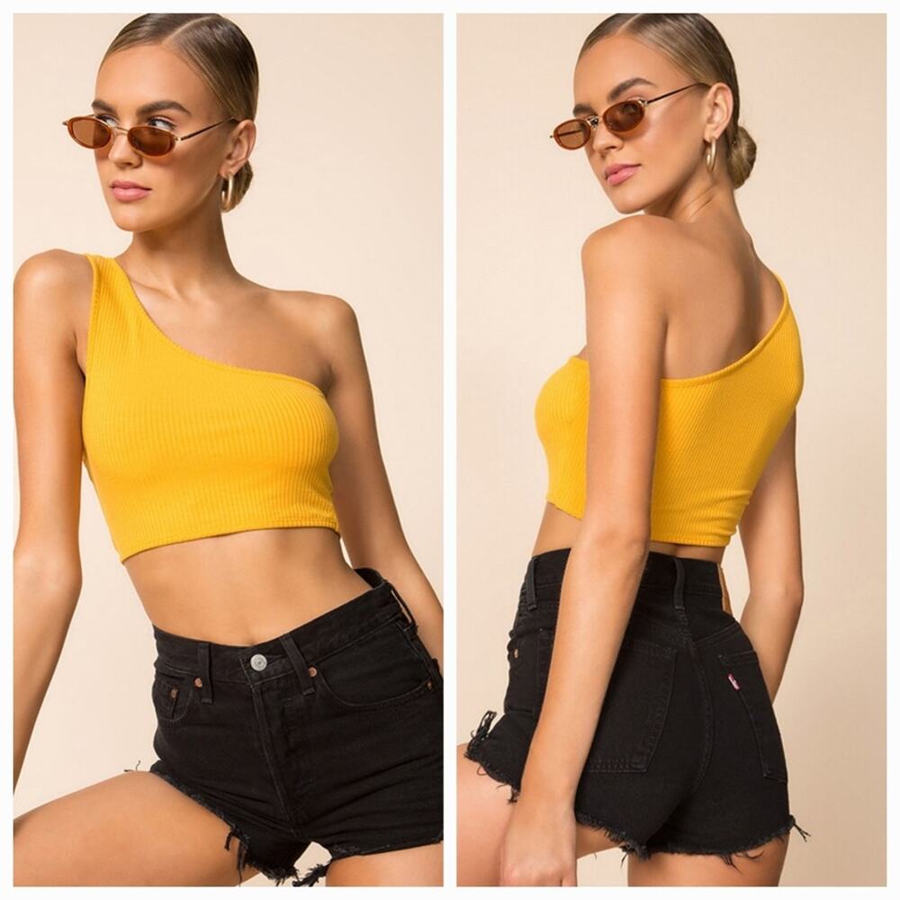 Superdown Ellie One Shoulder Top in Marigold